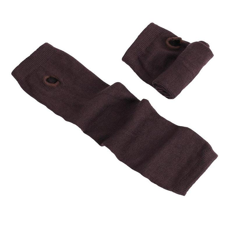 Длинные теплые перчатки без пальцев в стиле панк, готический рок кофейный