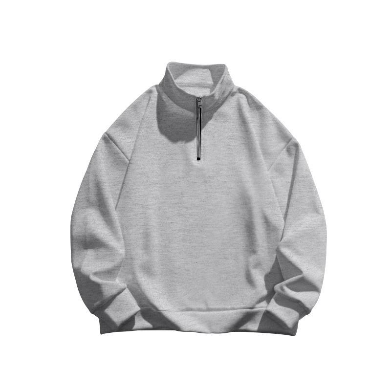 Mens Fleece Lined Stand Collar Half Zip Long Sleeve Loose Casual Sweatshirt Top