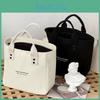 Bags Solid Color Tote Women Portable Reusable Canvas Shopping Bag Large Capacity Lunch Bags