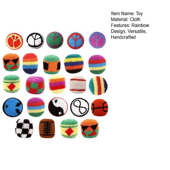 Hand Knitted Beanbag Balls Set Soft Filled Throwing Juggling Balls for Kids Adults Colorful Cotton Yarn Footbag for Coordination Outdoor Play