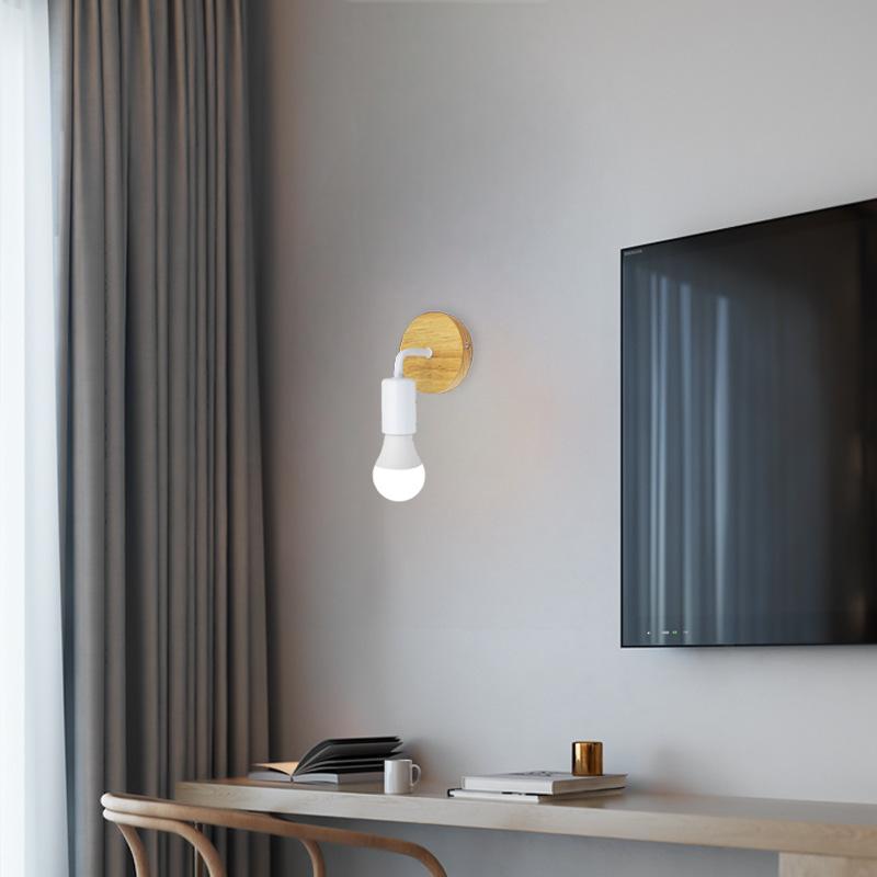 1 Pack/2 Pack Industrial Style, Wood Base Farmhouse Wall Lamp for Living Room, Bedroom, Hallway, Black White