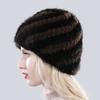 Women Winter Hand Knitted Genuine Mink Fur Hat Natural Warm Good Elasticity Fur Cap Russia Lady Quality Real Mink Fur Hats