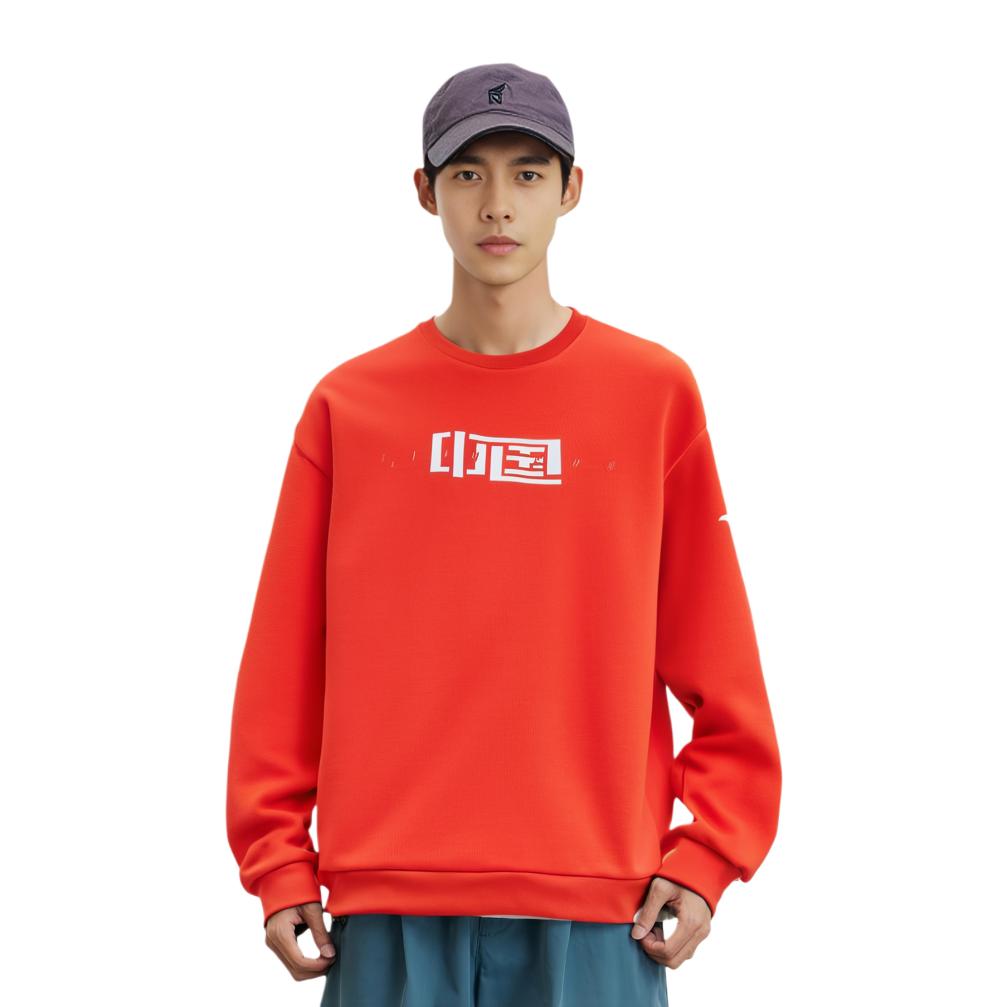ANTA Variety Training Collection Sweatshirts Men's Red Crew Neck Moderate Regular 152217743-2