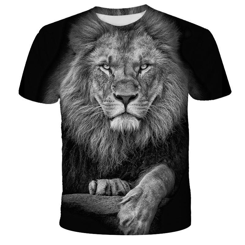 Men's Short Sleeved Digital Printed 3D Lion Men's T-shirt