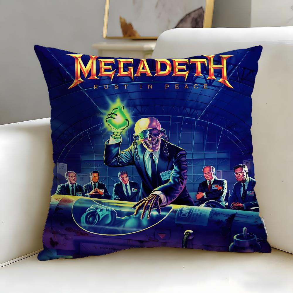 classic band Megadeth Cushion Cover Soft EasyWash Pillow Case Versatile for Couch Bed Travel and Office