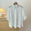 DIMANAF 2025 New Women Summer Shirt Lace Blouse Loose Buttons Fashion Tops Tees White Tees New Blouse