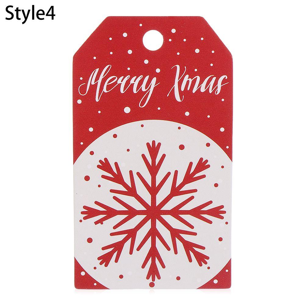 50PCS Christmas Paper Gift Label Tag with 10m Rope Santa Claus Snowflake Xmas Gift Candy Packaging Label Kraft Paper Tags