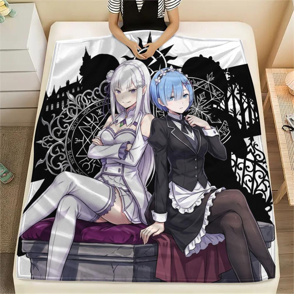 1 Stück Re Zero gemusterte Flanelldecke Geeignet für alle Jahreszeiten Für Heimdekoration Wärme und Komfort Geschenke Feiertagsgeschenk