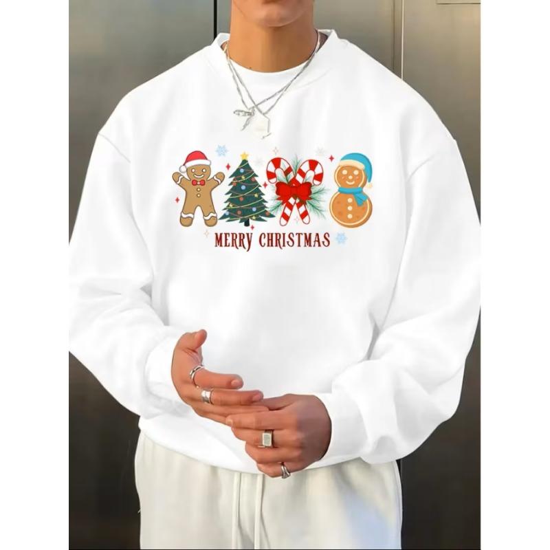 Men's Hip-Hop Cartoon Print Crew Neck Sweatshirt, Soft Comfortable For Home Outings And Parties.
