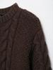 Retro European & American Style Cable Knit Sweater with Big Sleeves for Women