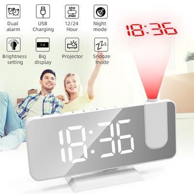 Upgraded Projection Alarm Clock for Bedroom,Projector Ceiling Clock with Digtal LED Temperature Humidity Display &