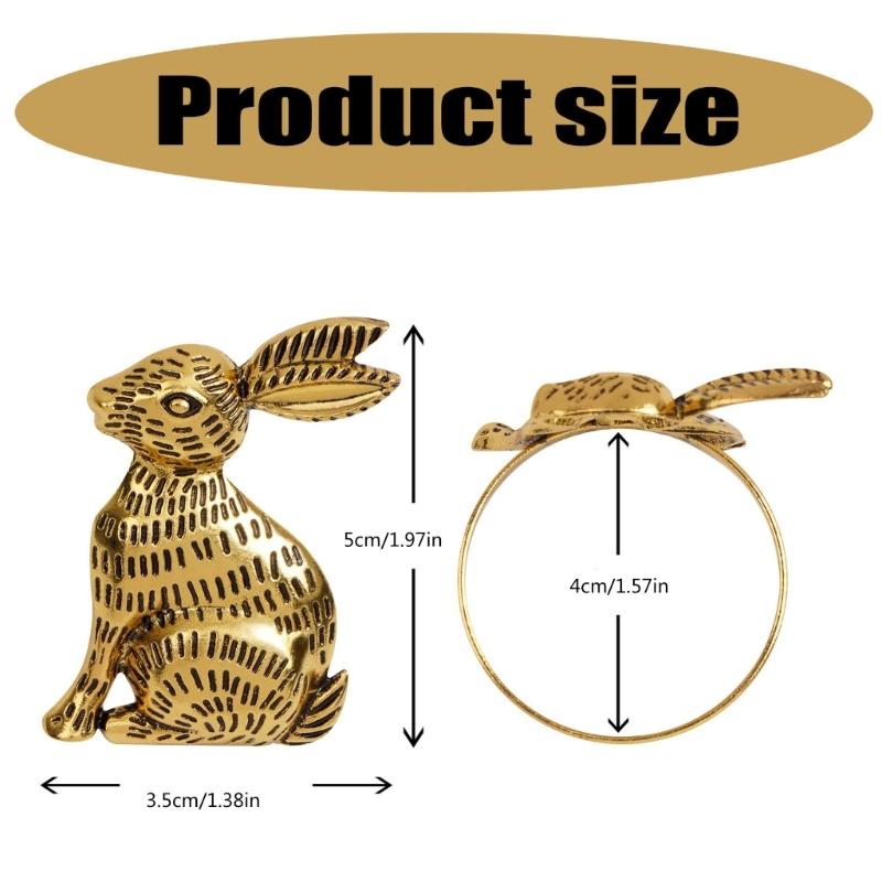 Pack of 12 Antique Gold or Silver Metal Easter Rabbit Napkin Rings Buckles Perfect for Weddings and Banquets