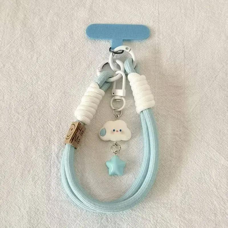 

Cute Korean INS Style Mobile Phone Lanyard Short Wrist Strap Clouds Star Charm Keychain Lanyard Universal Phone Case Lanyard 1pc