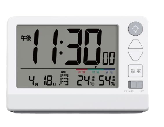 

Ozaki Alarm Clock Radio Digital Calendar with Temperature and Hygrometer Snooze Function Backlight White OZ-TDR001WH