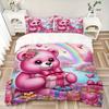 3pcs Pink Teddy Bear Bedding Set - Includes One Quilt Cover and Two Pillowcases (No Core) - Home Decor, Festival Gift, Polyester Fabric, Ani