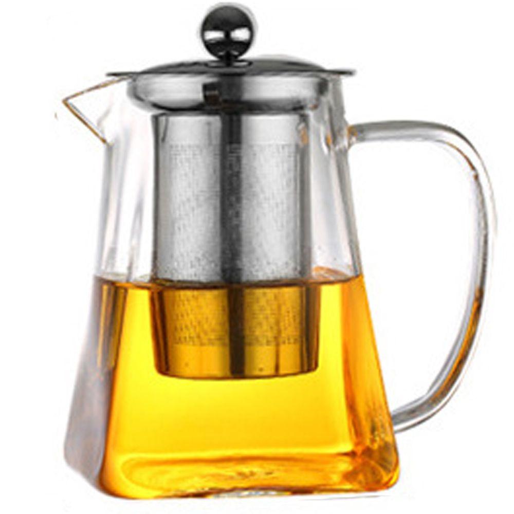 Stainless Steel Tea Strainers Scented Tea Coffee Glass Square Pot with Tea Strainers Kettle Teapot