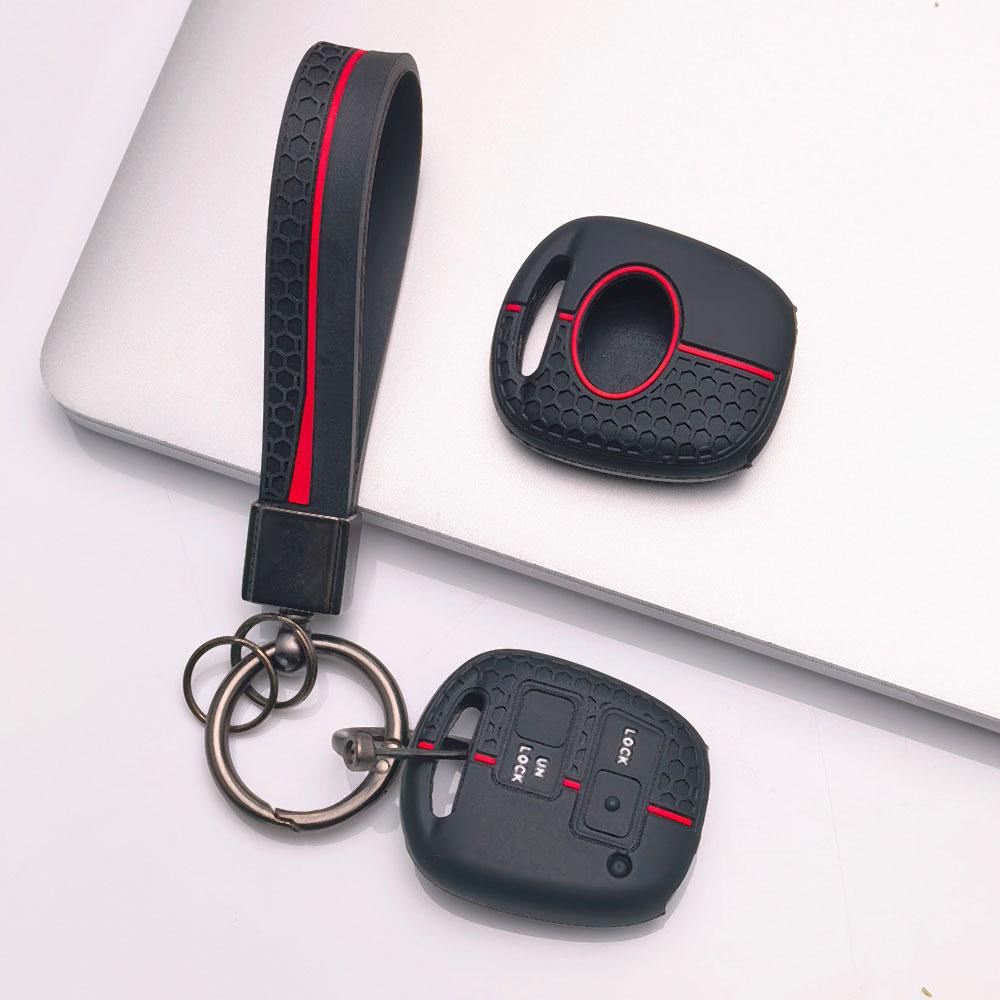 2 Button Silicone Key Fob Cover with keychain for Toyota Camry Prado FJ Cruiser Previa RAV4 Echo HiAce, Fits Toyota Camry Cruiser RAV4