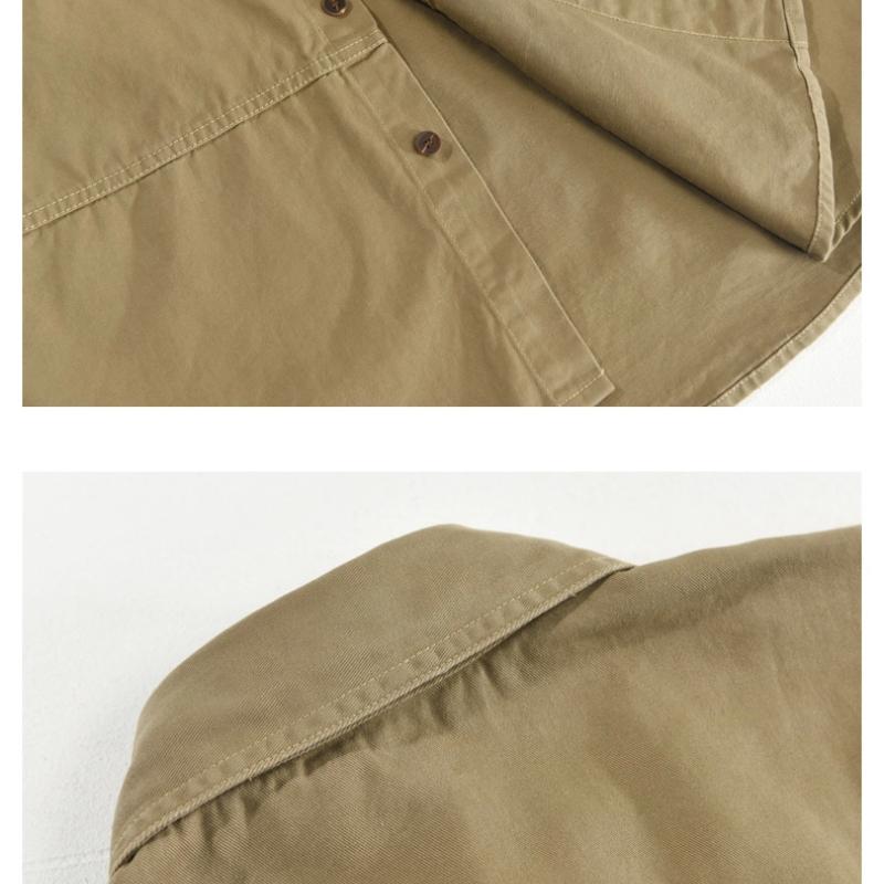 Summer Men Shirts Japanese Style Cargo Short Sleeve Shirt Male Pure Cotton Double Pockets Casual Shirt Youth Streetwear Loose Top