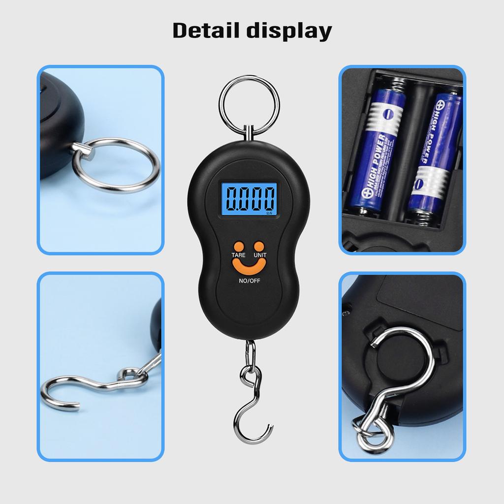 Electronic 50Kg 10g Hanging Scale LCD Kitchen Digital Scale BackLight Fishing Weights Pocket Scale Travel Luggage Scales