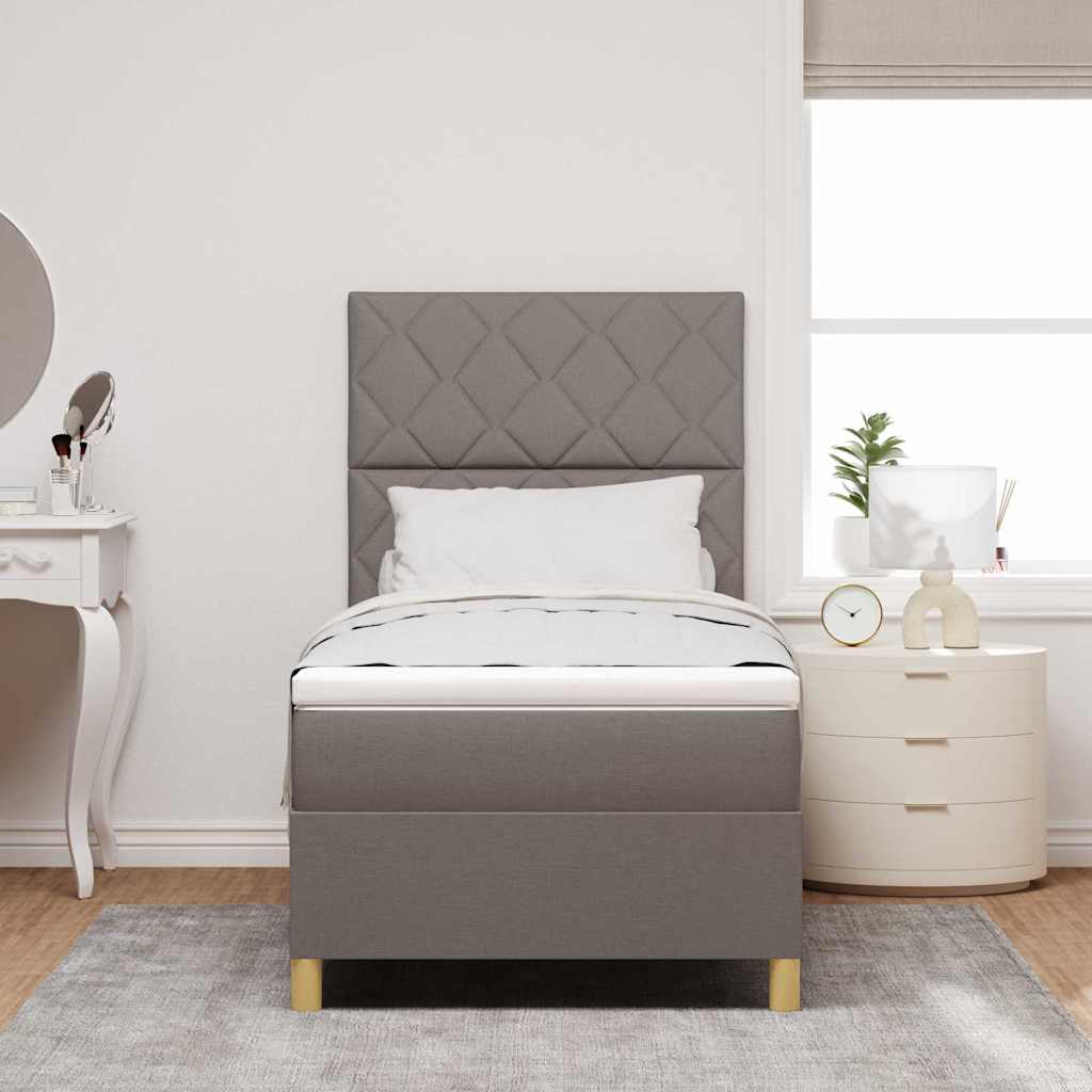 Boxspring Bed with Headboard Taupe 100 x 200 cm Fabric