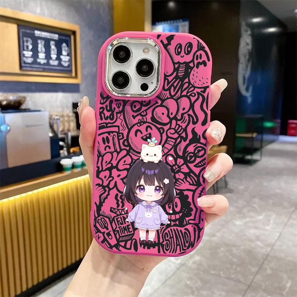 Phone Case: 2D Flat Design Suitable for iPhone 18 17 16 15 14 13 Pro Protective Case, Couple Style, Short-haired Little Girl, Christmas and Halloween