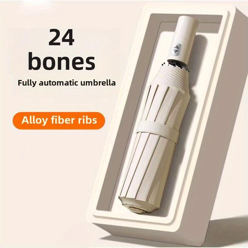 Large Automatic Folding Umbrella - Double Keel, Windproof, Sun Protection, 24-Rib Design, Compact & Durable for Rain or Shine