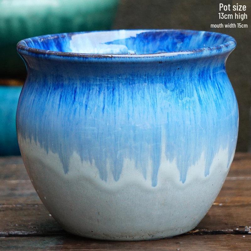 Handmade Medium-Sized Ceramic Pot with Feet – Succulent Planter in Breathable Colored Glaze Coarse Pottery.