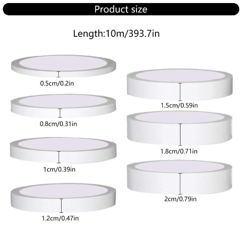 10 Rolls High Strength White Double Sided Tape Strong Adhesive Mounting Tape for Craft Scrapbooking 10Meter Per Roll