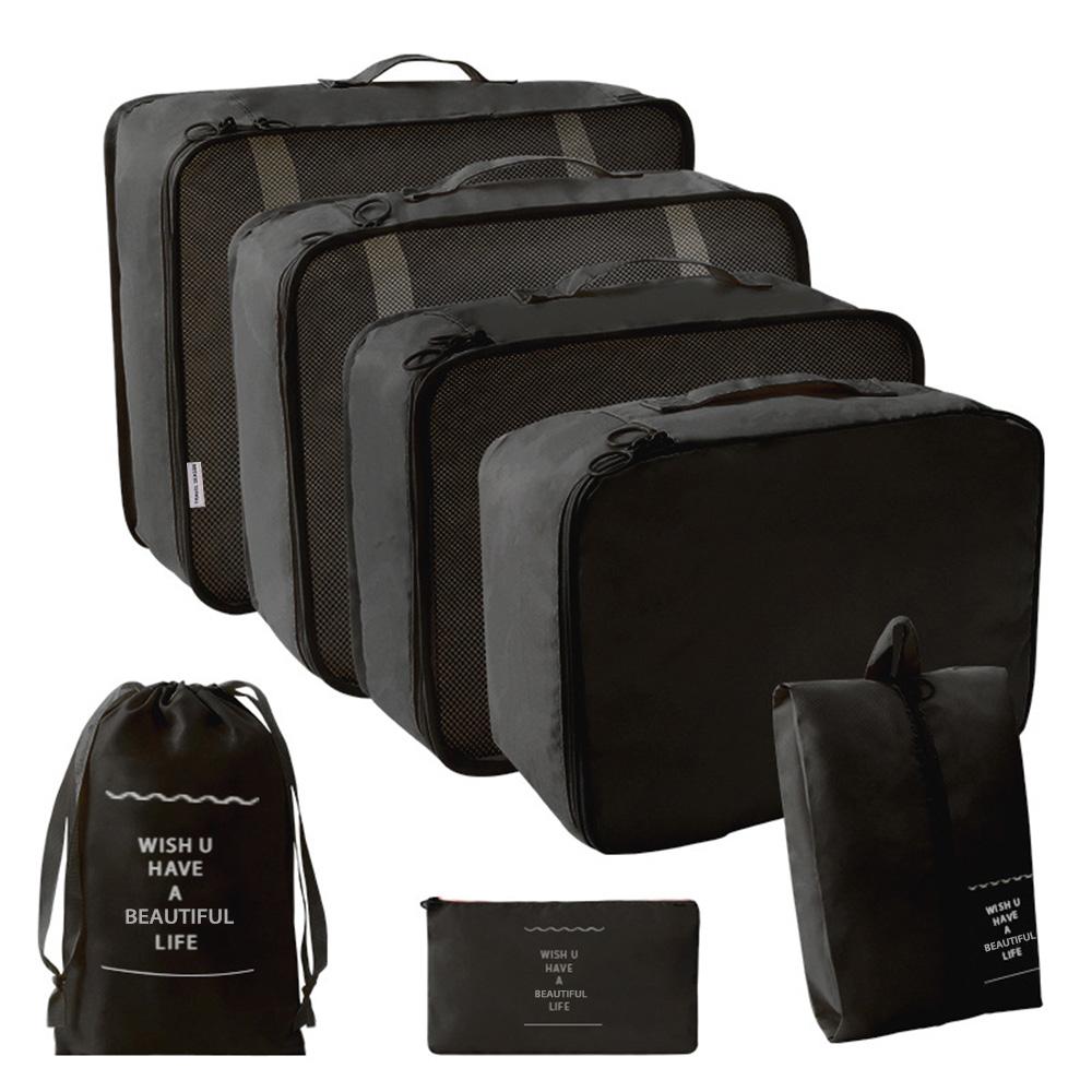 1Set 7-teilige Reise-Aufbewahrungstasche, Gepäcktasche, multifunktionale Verpackungstasche, Polyester, wasserdicht mit Griff, Netz