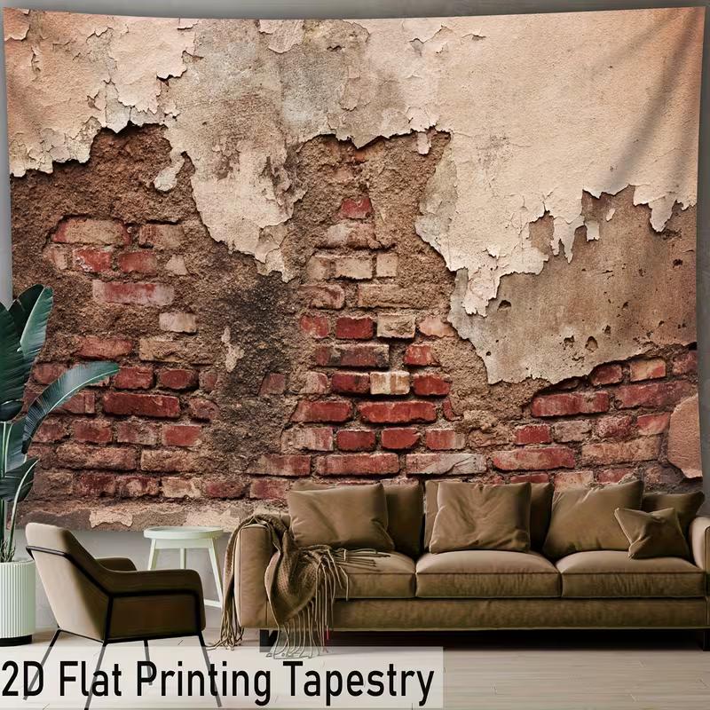 Weathered Brick Wall Tapestry Vintage Industrial Home & Room Decor