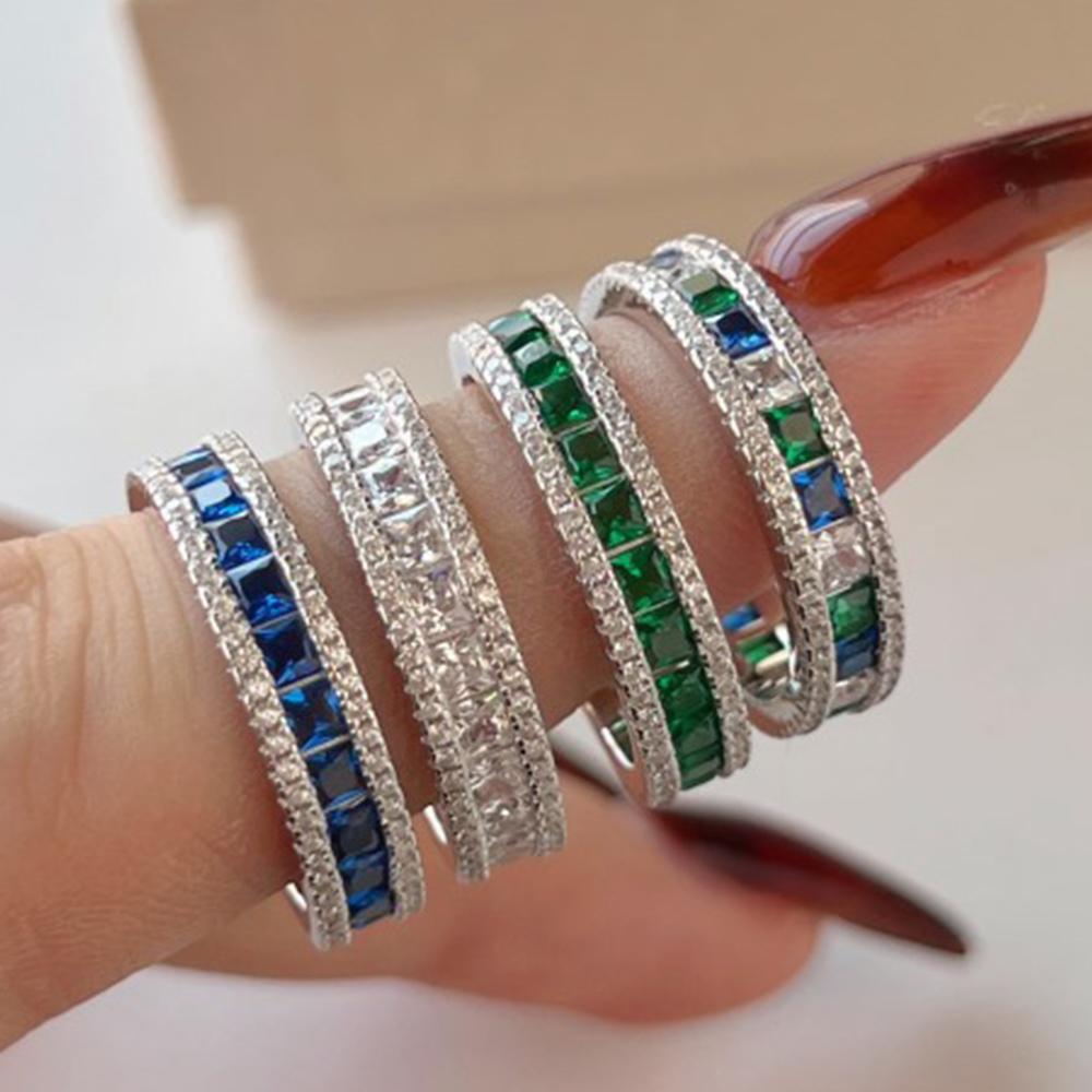 Pravé stříbro S925 Smaragdové prsteny Dámské Čtvercové Briliantní Prsteny Dámské Luxusní Šperky Lesklý 8A Zirkon Dívčí Dárek Párty