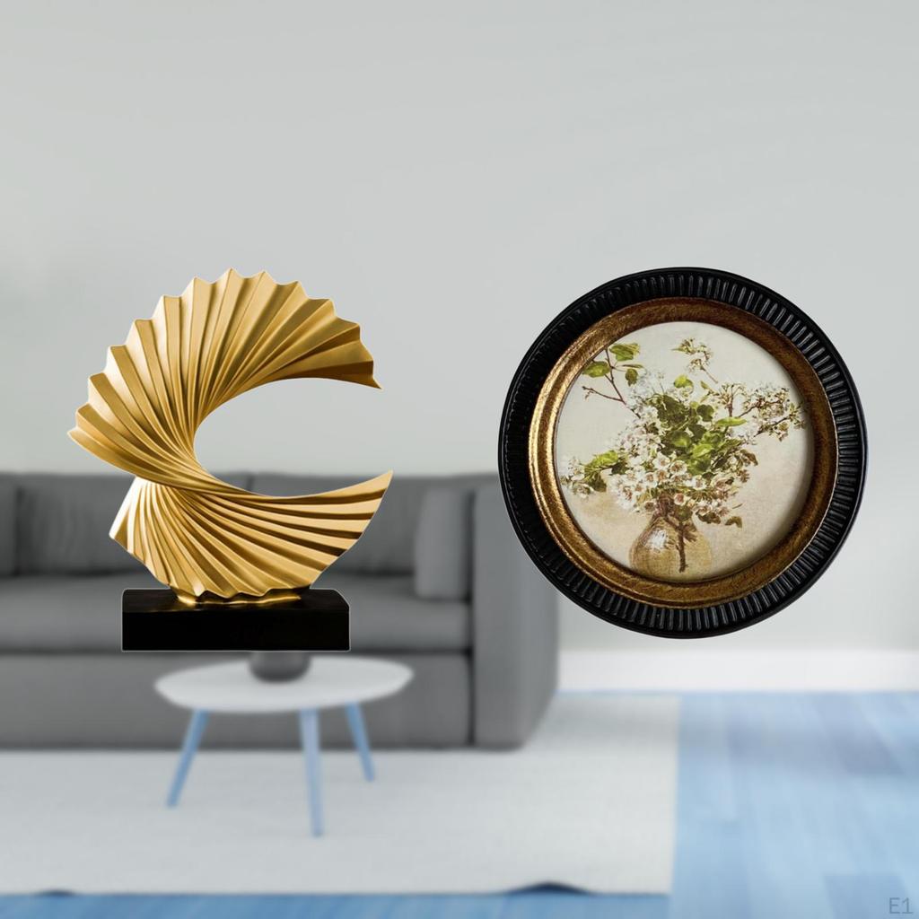 Wave Antique Embossed Resin Sculpture Ornate Figurine Decorative Artwork for Bedroom Living Room