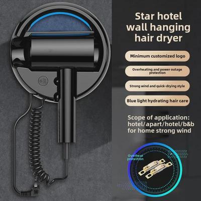 Blaues Licht Wandmontierter Haarpflege-Föhn für Hotelbäder – Stanzfreie Installation