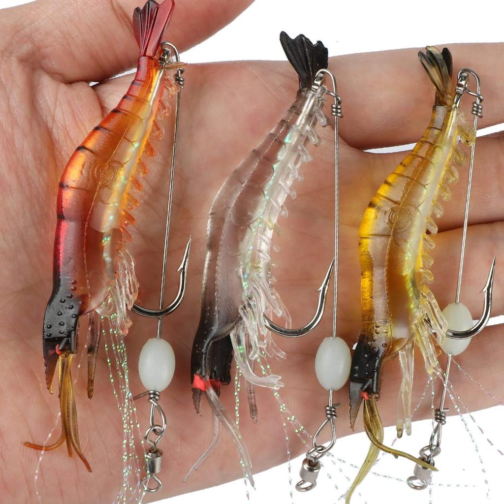 Shrimp Worm Fishing Soft Shrimp Lure Fishing Set of 12 Shrimp Worm Lures for Bass Fishing Lure, Worm, Set, Bait, 6g, 9cm,