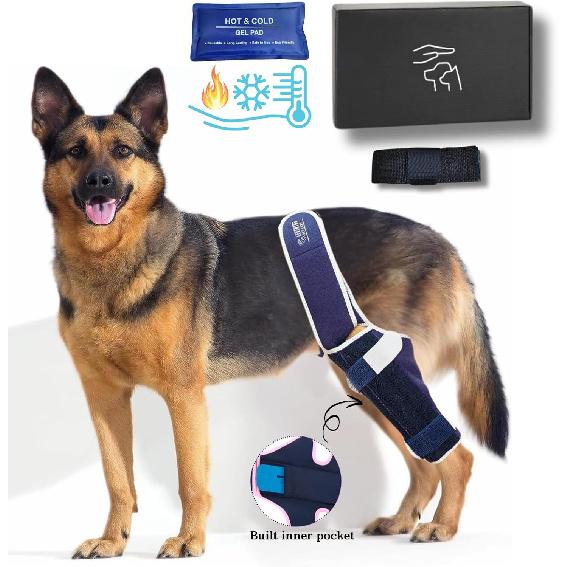 

Серый - Собачий наколенник при разрыве ПКС, ПКС и травмах связок ног со съемными горячими/холодными гелевыми пакетами - Способствует заживлению суставов и длительному Large