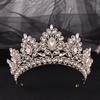 Large Baroque Rhinestone Crown Hairband Exquisite Tiaras Queen Diadem Crystal Crown  Bride Wedding