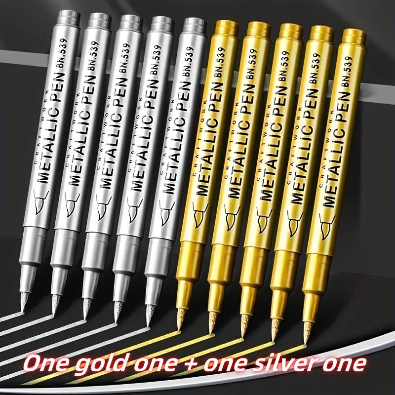 2 Stück Goldene und Silberne Permanentmarker | Wasserdicht, Feine Spitze, Geeignet für Bastelarbeiten, Resin-Kunst und Bürobedarf