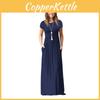 Elegant Women Boho Short Sleeve Solid Evening Party Maxi Dress Plus Size Delight