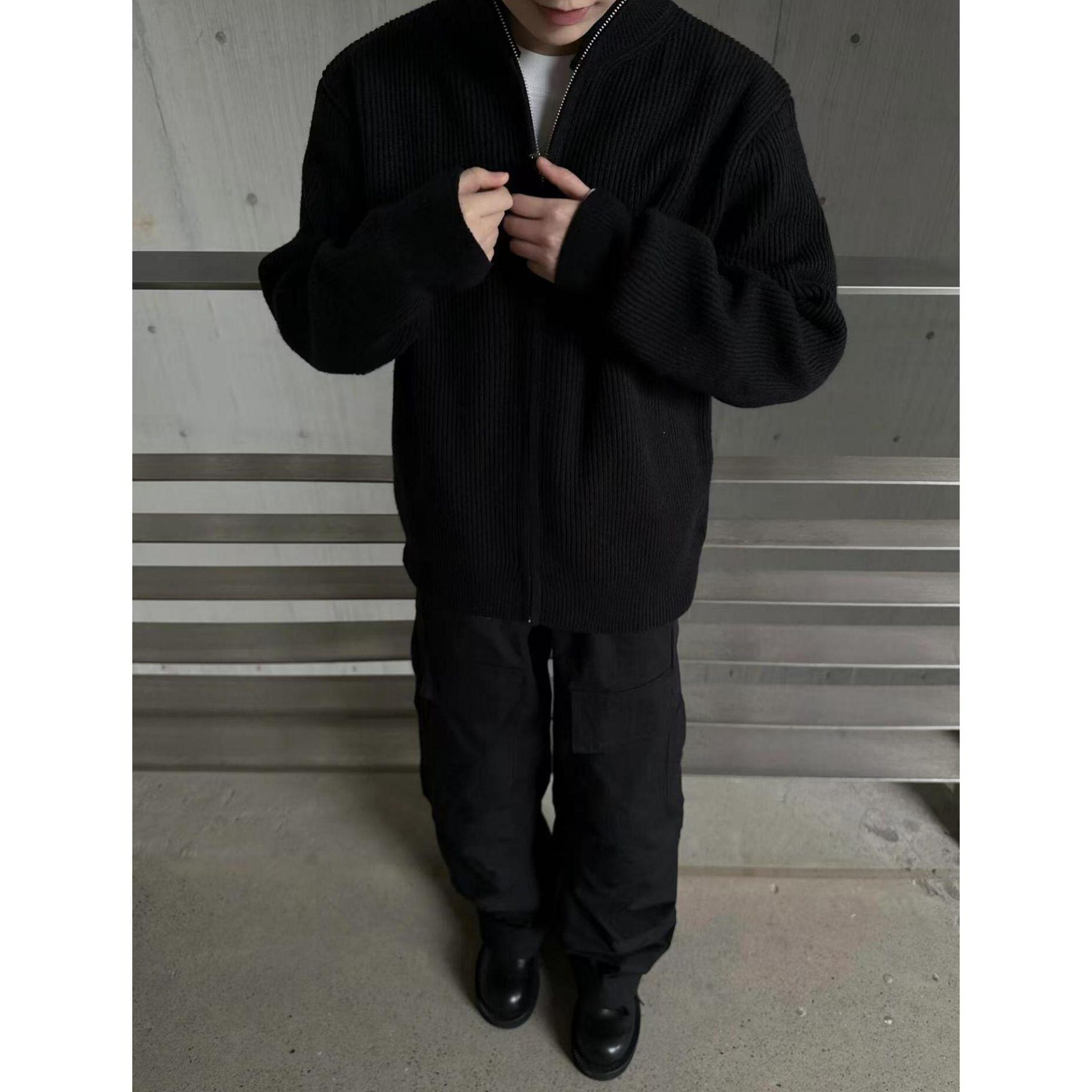 Мужской модный высококачественный кардиган-свитер крупной вязки - Однотонный, Повседневный, Модная верхняя одежда XXXL