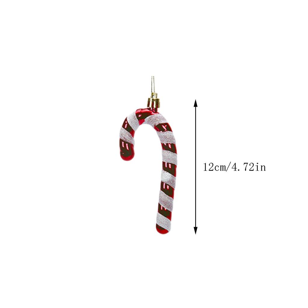 Christmas Candy Cane Shaped Ornament 6PCS Set Swirl Pattern Design Holiday Festive Tree Hanging Decor Unique Xmas Decor Gift