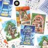ZABC PET Scene Stickers: Dream Weaving Light Series - 3 Sheets for Journal & DIY Scenery Collage.
