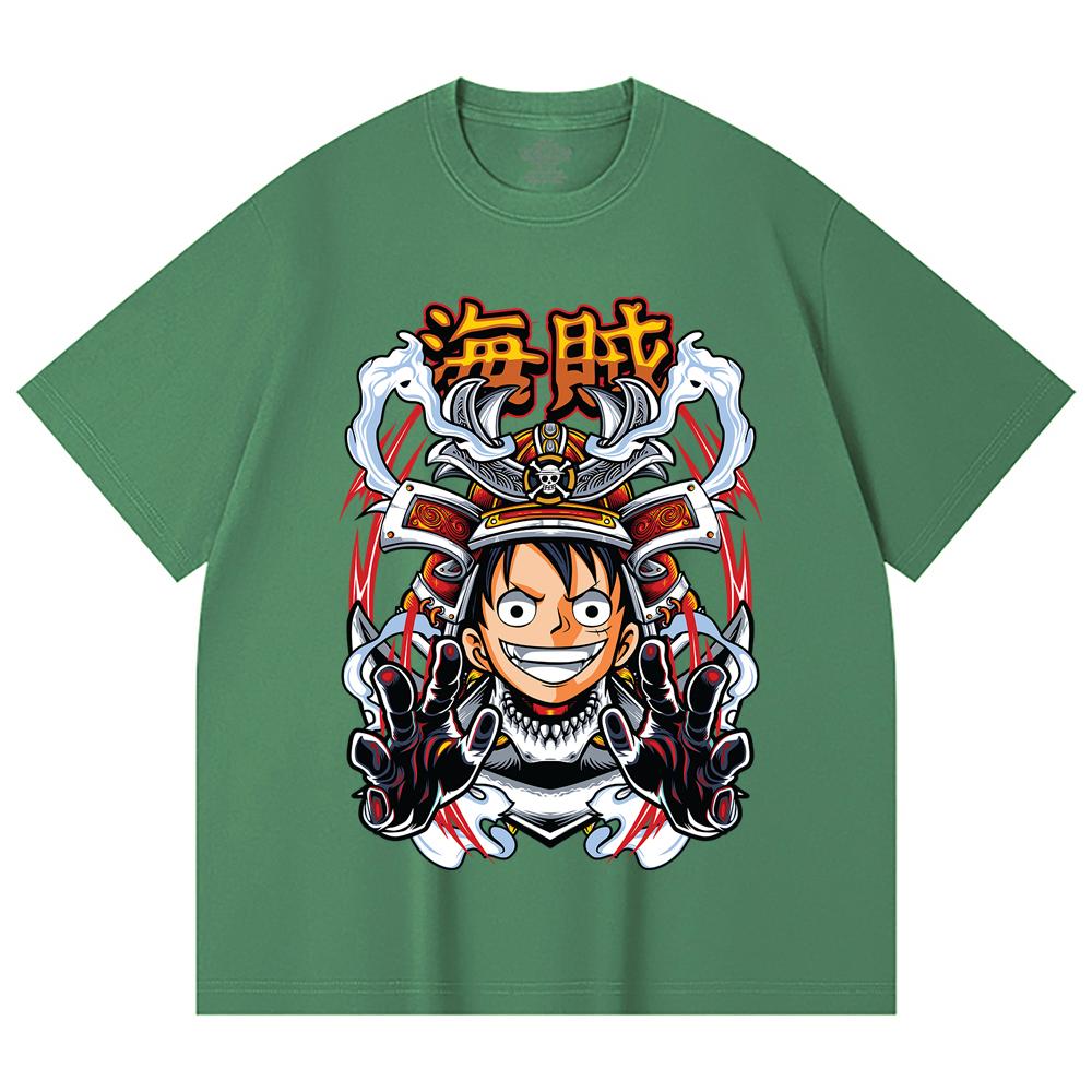 230 Gsm 100% Cotton One Piece V70 Luffy Samurai Print Unisex Heavy Cotton T Shirt