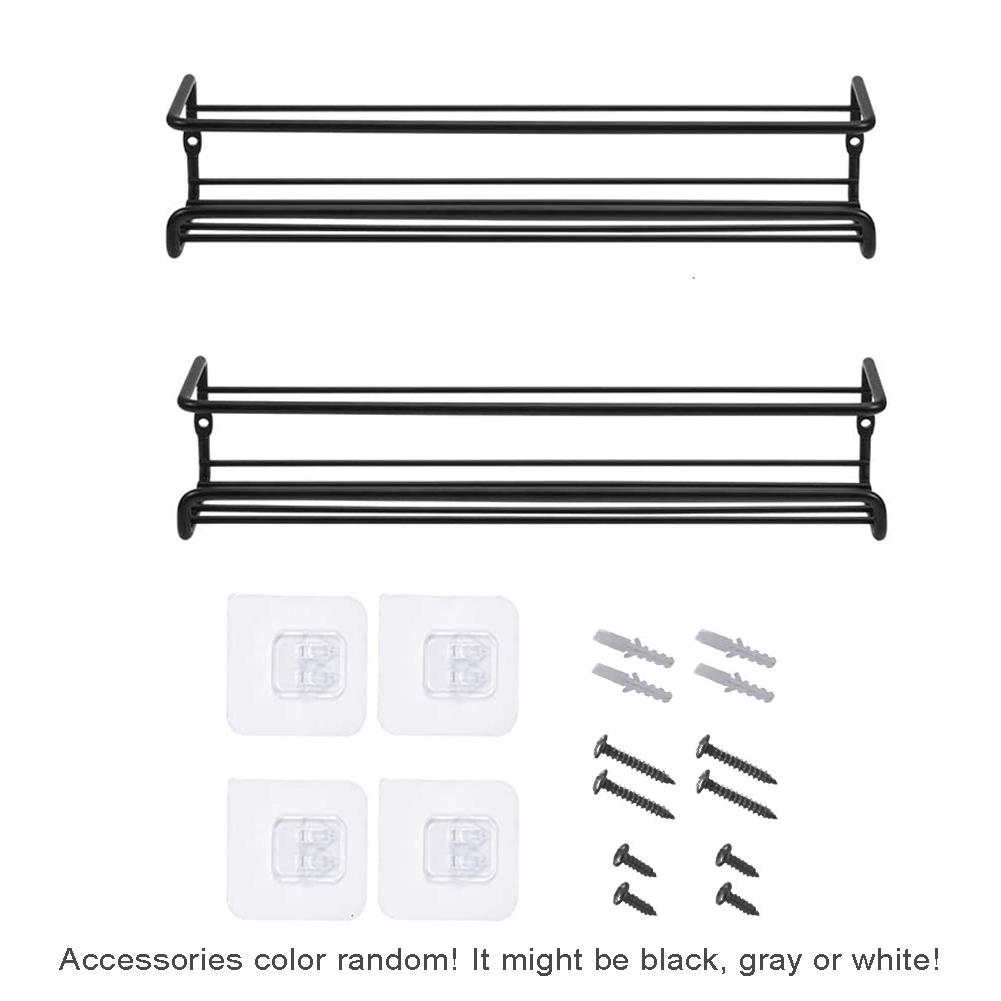 2pcs Wall Mount Spice Organizer, Metal Hanging Racks, Single Layer, Seasoning Shelf, Kitchen Shelf, Organizer Rack For Cupboard