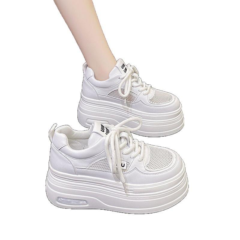 Thick-soled Heightening Little White Shoes, New Summer Mesh Breathable Women's Shoes, Lightweight and Versatile Casual Muffin Dad Shoes