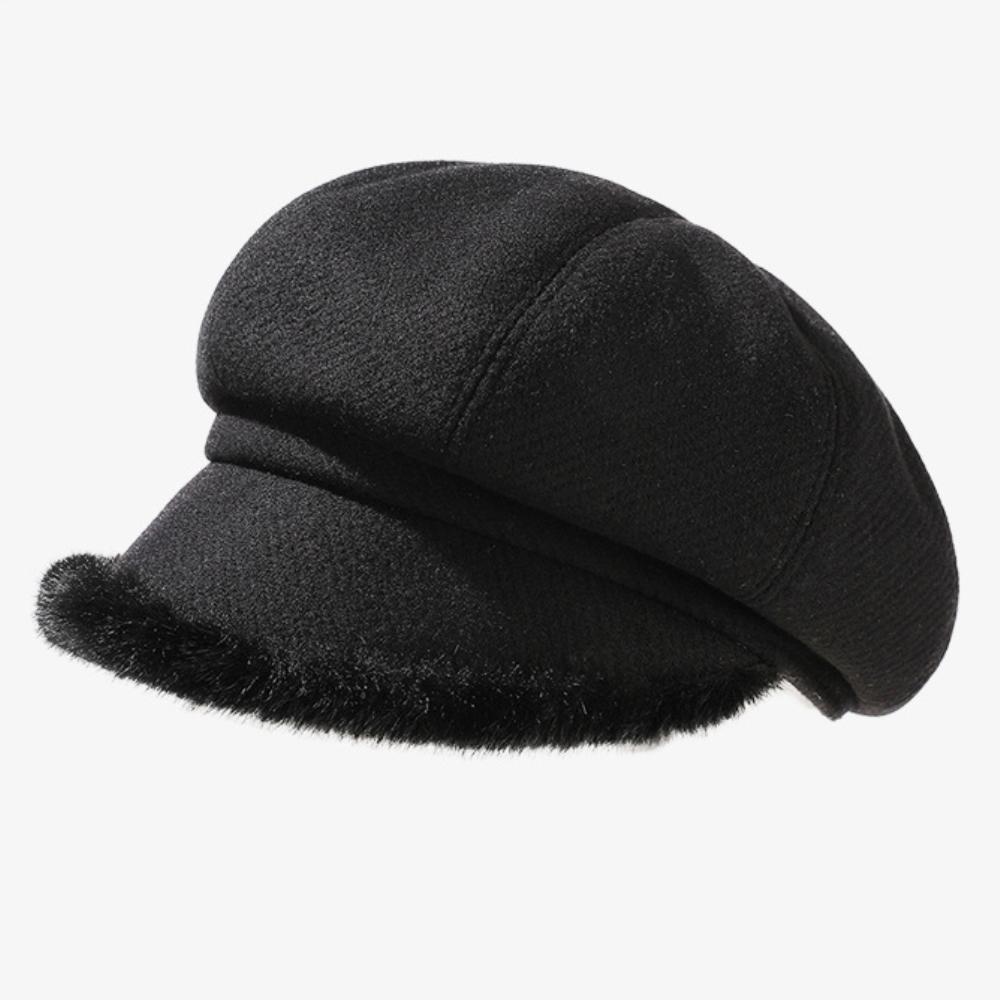 HT4435 Dámské barety Vysoce kvalitní podzimní zimní čepice pro ženy Dámská tlustá kožešinová krempa Osmiboká čepice Dámská umělkyně Malířská baretová čepice