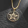 Stainless Steel Witchcraft Pentagram Necklace for Men Jewish Hebrew Four Letter Solomon Pendant Rune Amulet Jewelry