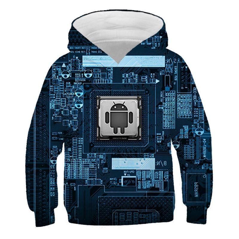 Electronic Chip Grpahic Hoodies for Men Clothing 3D Circuit Board CPU Printed Hooded Pullovers Funny Kids Hoodie Swaetshirt Tops