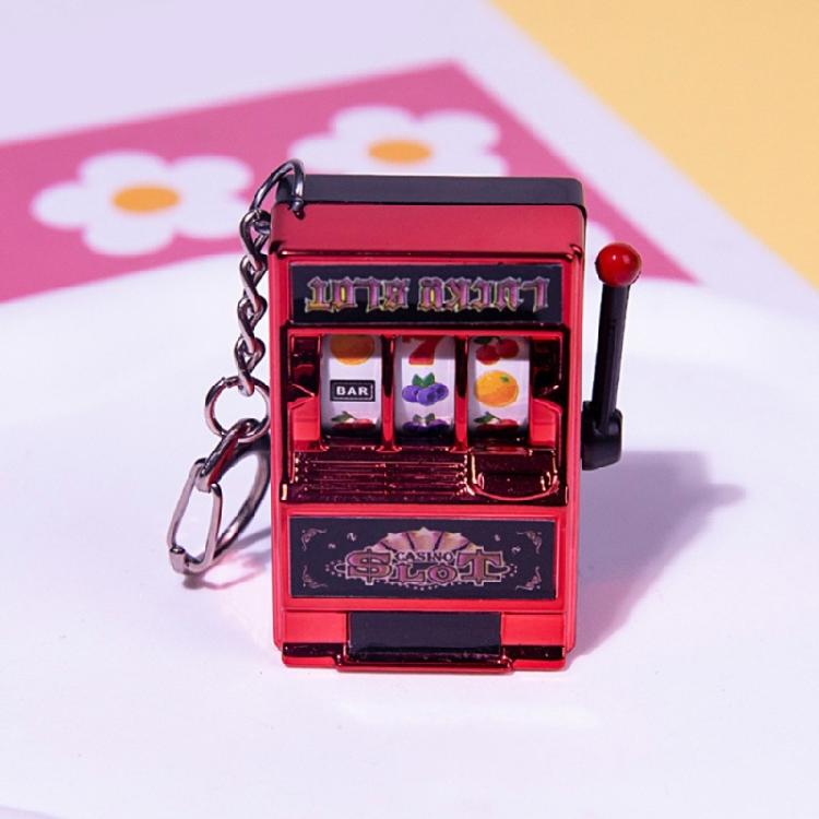 Miniature Fruit Slot Machines Keychain Charm Colorful Accessory for Bags Portable Entertainment Phone Chain Decoration
