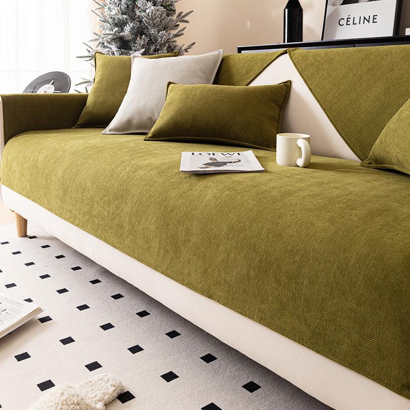 Fischgräten-Chenille-Sofa, Vier Jahreszeiten, allgemeines Sitzkissen, moderner, einfacher Sofabezug