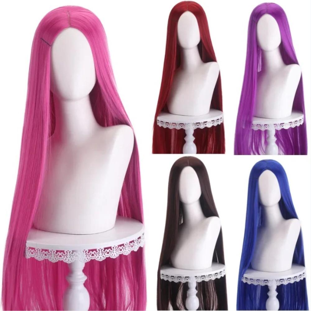 40Inch Long Straight Cosplay Wig Centre Parting Central Split Blond Pink Rose Red Purple Heat Resistant Synthetic Hair Wigs